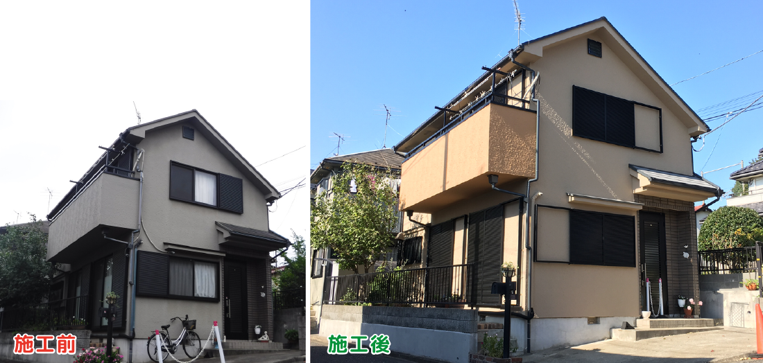 外壁塗装・屋根塗装施工前と施工後の写真